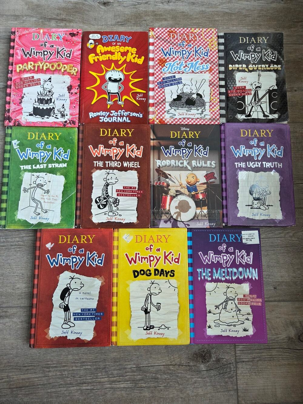 Lot of 11 Diary of a Wimpy Kid Books by Jeff Kinney (9 Hardcover, 2 Paperback)